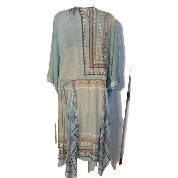 BCBGMAXAZRIA Jaelyn Dress XXS 0 2 Aqua Mist Sheer Flowy Fairy Romantic NWT $368 - Picture 3 of 8